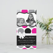 4x8 Hot Roze Zwart Palka Dot FOTO Kerst Kaart (Staand voorkant)