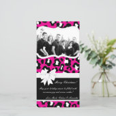 4x8 Hot Roze Zwarte Luipaard FOTO Kerstkaart (Staand voorkant)