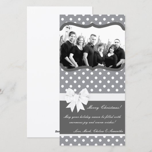 4x8 Hot Roze Zwarte Polka Dot FOTO Kerst Kaart (Voorkant / Achterkant)