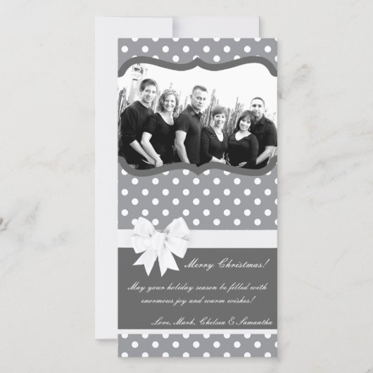 4x8 Hot Roze Zwarte Polka Dot FOTO Kerst Kaart (Voorkant)