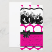4x8 Hot Roze Zwarte Polka Dot FOTO Kerst Kaart (Voorkant / Achterkant)
