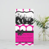 4x8 Hot Roze Zwarte Polka Dot FOTO Kerst Kaart (Staand voorkant)