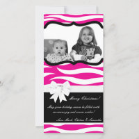 4x8 Hot Roze Zwarte Zebra Prin FOTO Kerst Kaart