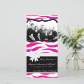 4x8 Hot Roze Zwarte Zebra Prin FOTO Kerst Kaart (Staand voorkant)