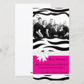 4x8 Hot Roze Zwarte Zebra Prin FOTO Kerst Kaart (Voorkant / Achterkant)