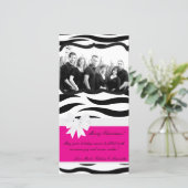 4x8 Hot Roze Zwarte Zebra Prin FOTO Kerst Kaart (Staand voorkant)
