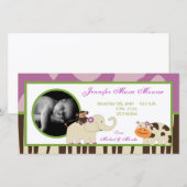 4x8 Jucana Paarse Dieren Foto Geboorteaankondiging Aankondiging (Voorkant / Achterkant)