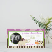 4x8 Jucana Paarse Dieren Foto Geboorteaankondiging Aankondiging (Staand voorkant)