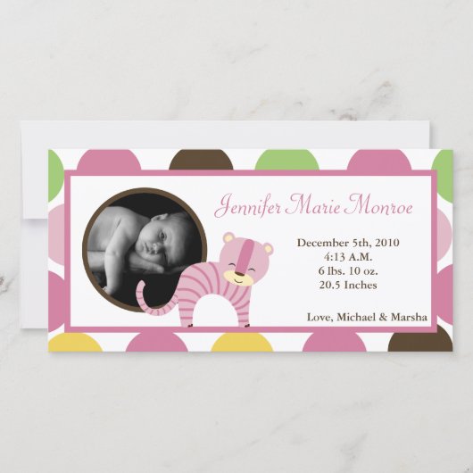 4x8 Jungle Queen Tijger Foto Geboorteaankondiging Aankondiging (Voorkant)