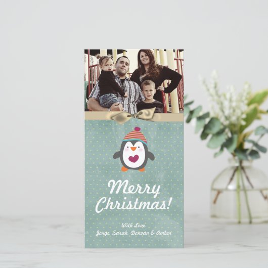 4x8 Kerst Pengiun FOTOKaart Feestdagenkaart (Staand voorkant)