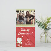 4x8 Kerstkaart met foto die uit de schoorsteen kom (Staand voorkant)