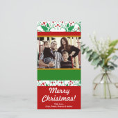 4x8 Kerstmis Holly FOTOkaart Feestdagenkaart (Staand voorkant)