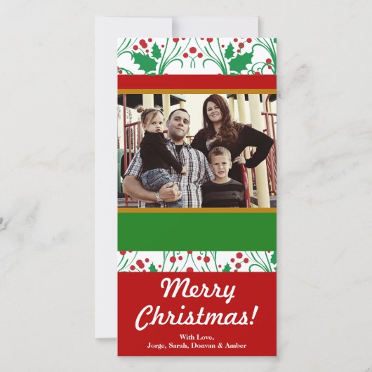 4x8 Kerstmis Holly FOTOkaart Feestdagenkaart (Voorkant)