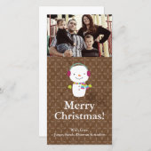 4x8 Kerstmis Sneeuwman Winter Sneeuw FOTOKAART Feestdagenkaart (Voorkant / Achterkant)