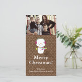 4x8 Kerstmis Sneeuwman Winter Sneeuw FOTOKAART Feestdagenkaart (Staand voorkant)