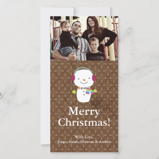 4x8 Kerstmis Sneeuwman Winter Sneeuw FOTOKAART Feestdagenkaart (Voorkant)