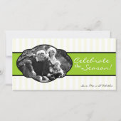 4x8 Limoen Witte Gestreepte Frame FOTO Kerstkaart (Voorkant)