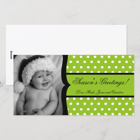 4x8 Limoen Witte Polka Lijst FOTO Kerst Kaart (Voorkant / Achterkant)