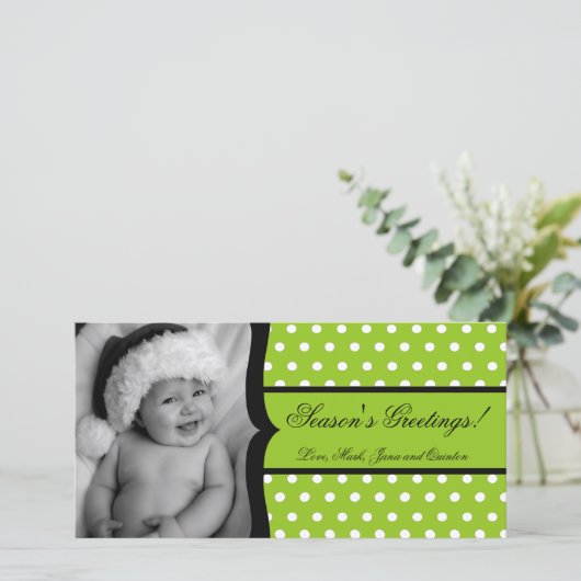 4x8 Limoen Witte Polka Lijst FOTO Kerst Kaart (Staand voorkant)