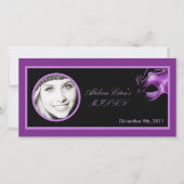 4x8 Mis XV Paarse Lila Black Party Aankondiging (Voorkant)