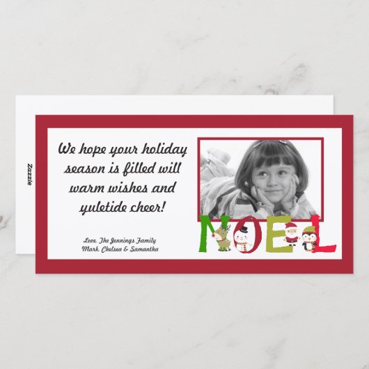 4x8 NOEL Santa Snowman Pengui FOTO Kerst Kaart (Voorkant / Achterkant)