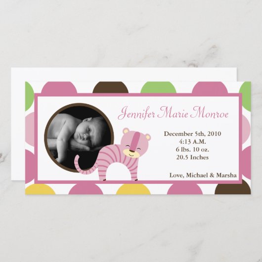 4x8 Oerwoud Queen Tiger Fotogeboorteaankondiging Aankondiging (Voorkant / Achterkant)