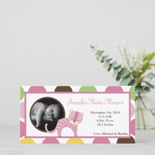 4x8 Oerwoud Queen Tiger Fotogeboorteaankondiging Aankondiging (Staand voorkant)