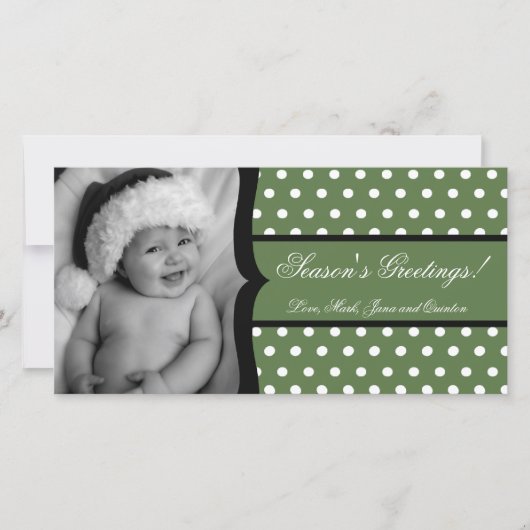 4x8 Olive White Polka Lijst FOTO Kerst Kaart (Voorkant)