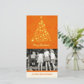 4x8 Orang Snowflake XMAS Tree FOTO Kerst Kaart (Staand voorkant)