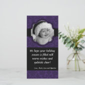 4x8 Paarse Damast Lint Frame FOTO Kerstkaart (Staand voorkant)