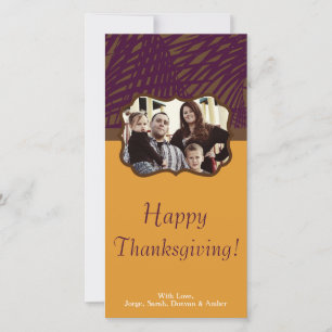 4x8 Paarse & gele bladeren Thanksgiving FOTOKAART Feestdagenkaart
