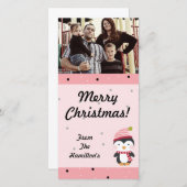 4x8 Penguin Cuties Polka Dots PHOTO-kaart Feestdagenkaart (Voorkant / Achterkant)