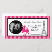 4x8 Pink Poodle Paris Eiffel Geboorteaankondiging Aankondiging (Voorkant / Achterkant)