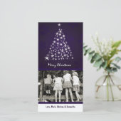 4x8 Purpl Snowflake XMAS Tree FOTO Kerst Kaart (Staand voorkant)