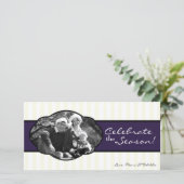 4x8 Purpl Wit Gestreept Lijst FOTO Kerst Kaart (Staand voorkant)
