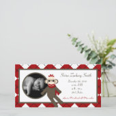 4x8 Red Sock Monkey Geboorteaankondiging Aankondiging (Staand voorkant)