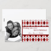 4x8 Red White Argyle Lijst PHOTO-kerstkaart Feestdagenkaart (Voorkant / Achterkant)