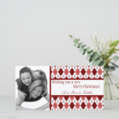 4x8 Red White Argyle Lijst PHOTO-kerstkaart Feestdagenkaart (Staand voorkant)