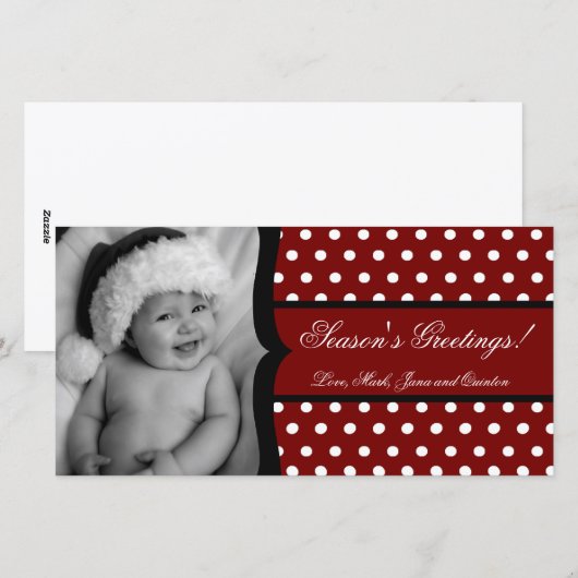 4x8 Rood Wit Stippenframe FOTO Kerstkaart (Voorkant / Achterkant)