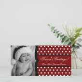 4x8 Rood Wit Stippenframe FOTO Kerstkaart (Staand voorkant)