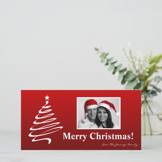4x8 Rood Witte KERSTboom FOTO Kerstkaart (Staand voorkant)