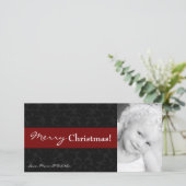 4x8 Rood Zwart Damask Lijst FOTO Kerst Kaart (Staand voorkant)
