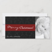4x8 Rood Zwart Damask Lijst FOTO Kerst Kaart (Voorkant)
