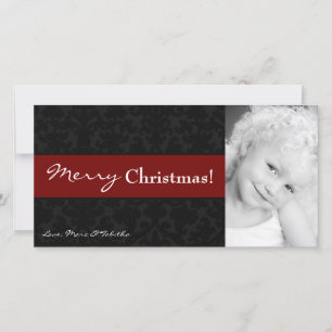 4x8 Rood Zwart Damask Lijst FOTO Kerst Kaart