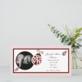 4x8 roze lieveheersbeestje Fotogeboorteaankondigin Aankondiging (Staand voorkant)