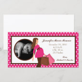 4x8 Roze Mod Mom Polka Foto Aankondiging Geboorte (Voorkant / Achterkant)