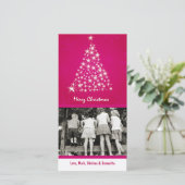 4x8 Roze Sneeuwvlok XMAS Tree FOTO Kerst Kaart (Staand voorkant)