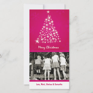 4x8 Roze Sneeuwvlok XMAS Tree FOTO Kerst Kaart