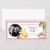 4x8 Safari Adventure Foto geboortedatum roze Aankondiging (Voorkant / Achterkant)