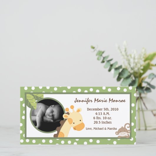 4x8 Safari Adventure Photo Aankondiging van geboor (Staand voorkant)